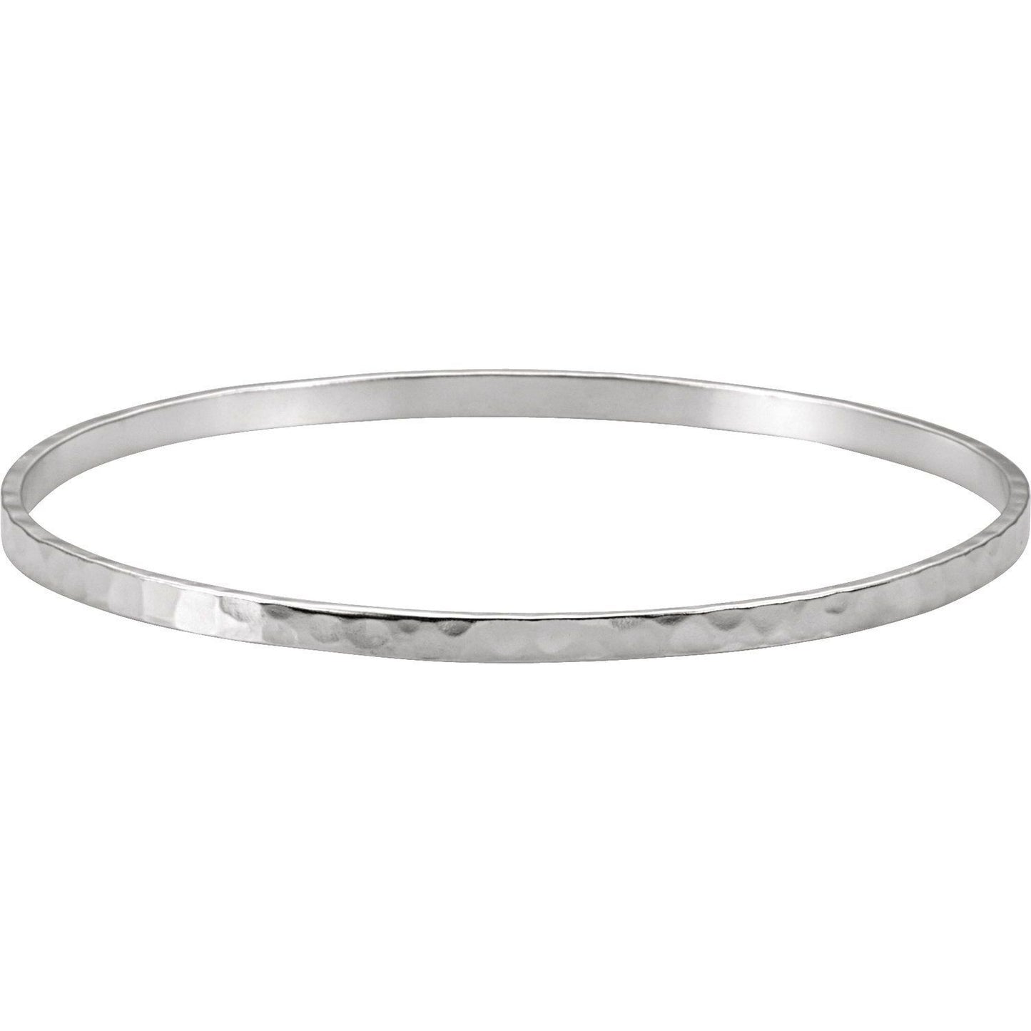 Sterling Silver 3.25 mm Hammered Bangle 8" Bracelet Gift for Women