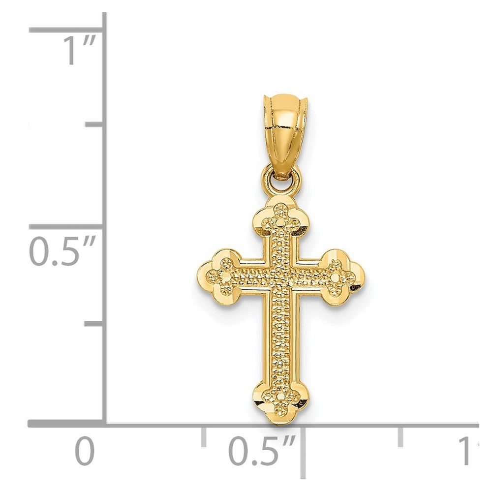 14k Yellow Gold Small Budded Cross Charm Pendant