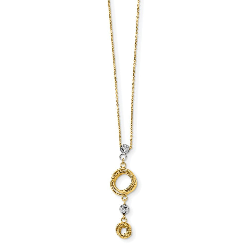 14k Two-tone Gold Diamond-cut Beads & Love Knots Necklace
