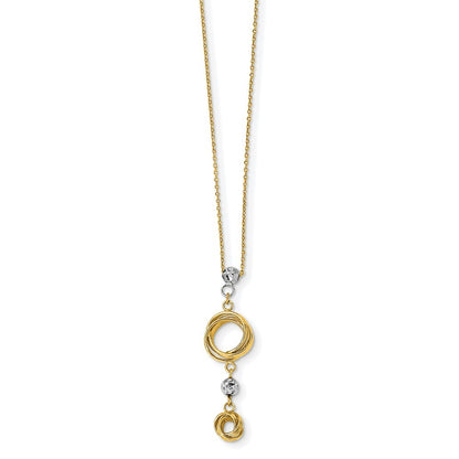 14k Two-tone Gold Diamond-cut Beads & Love Knots Necklace