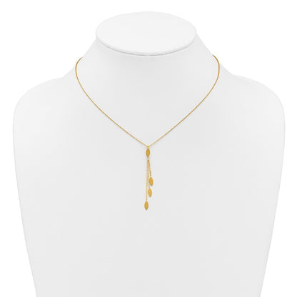 14k Yellow Gold Polished Oval 3-Dangles 16 inch with 2 inch Extender Necklace
