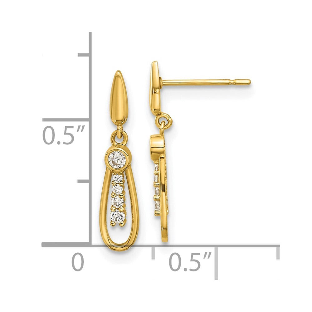 14k Yellow Gold Polished Cubic Zirconia Fancy Dangle Earrings Gift for Women