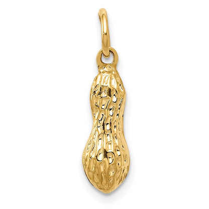 14k Yellow Gold 3D Peanut Charm Pendant for Women