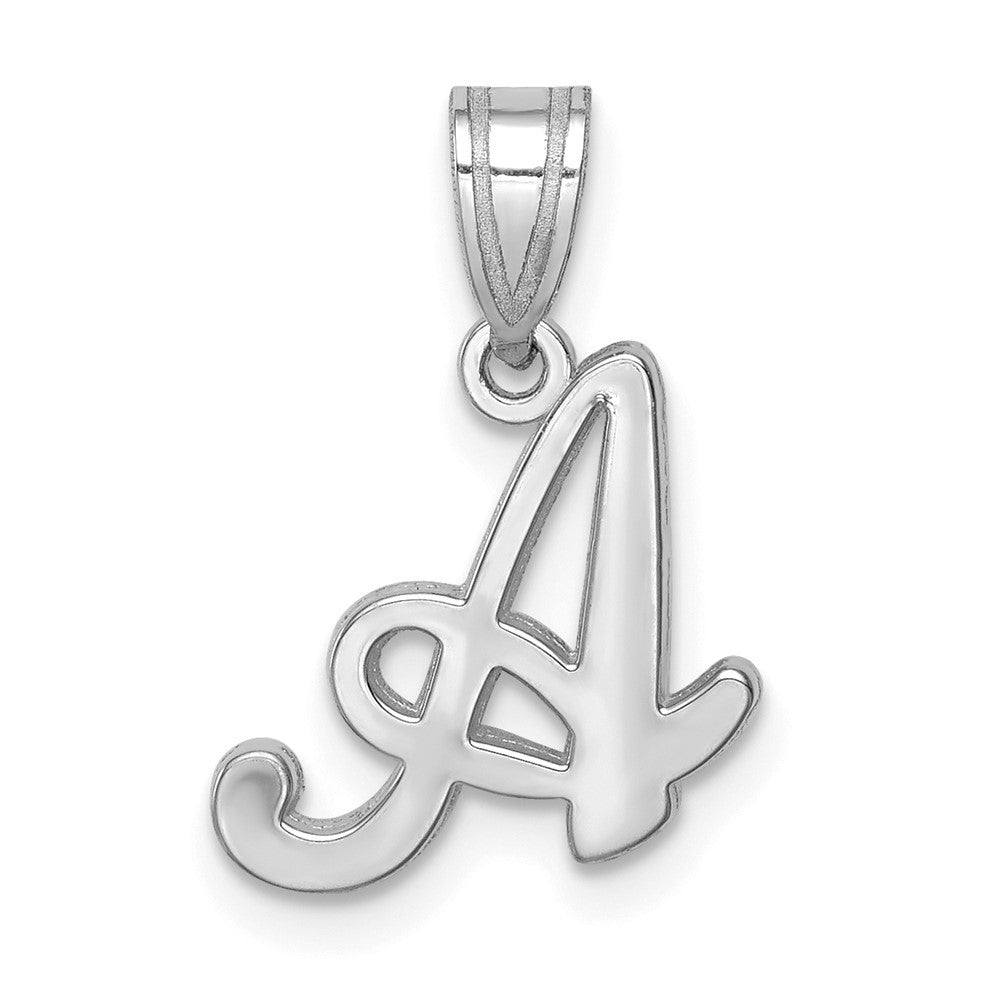 14k White Gold Script Letter A Initial Pendant