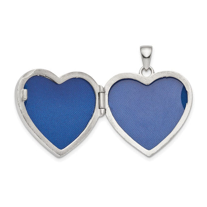 Sterling Silver Rhodium-plated Fancy Cubic Zirconia Heart Locket