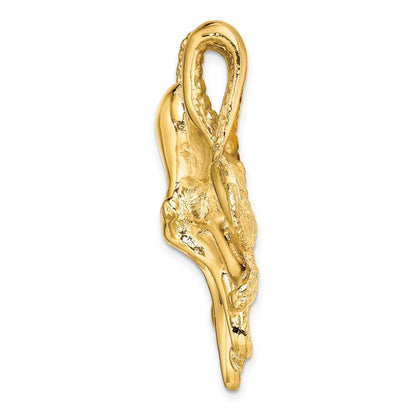 14k Yellow Gold Polished and Textured Octopus Slide