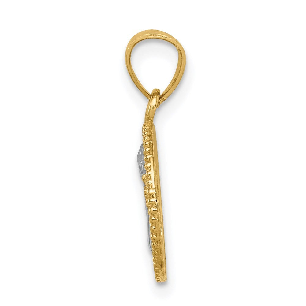 14k Yellow Gold w/Rhodium Angel Pendant