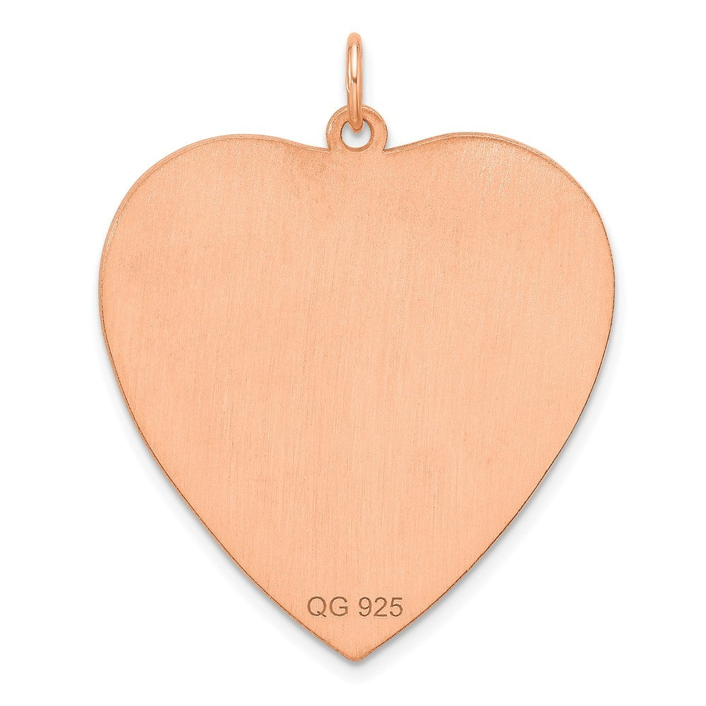 Sterling Silver Rose Gold Plated Eng. Heart Polish Front/Satin Back Disc Charm