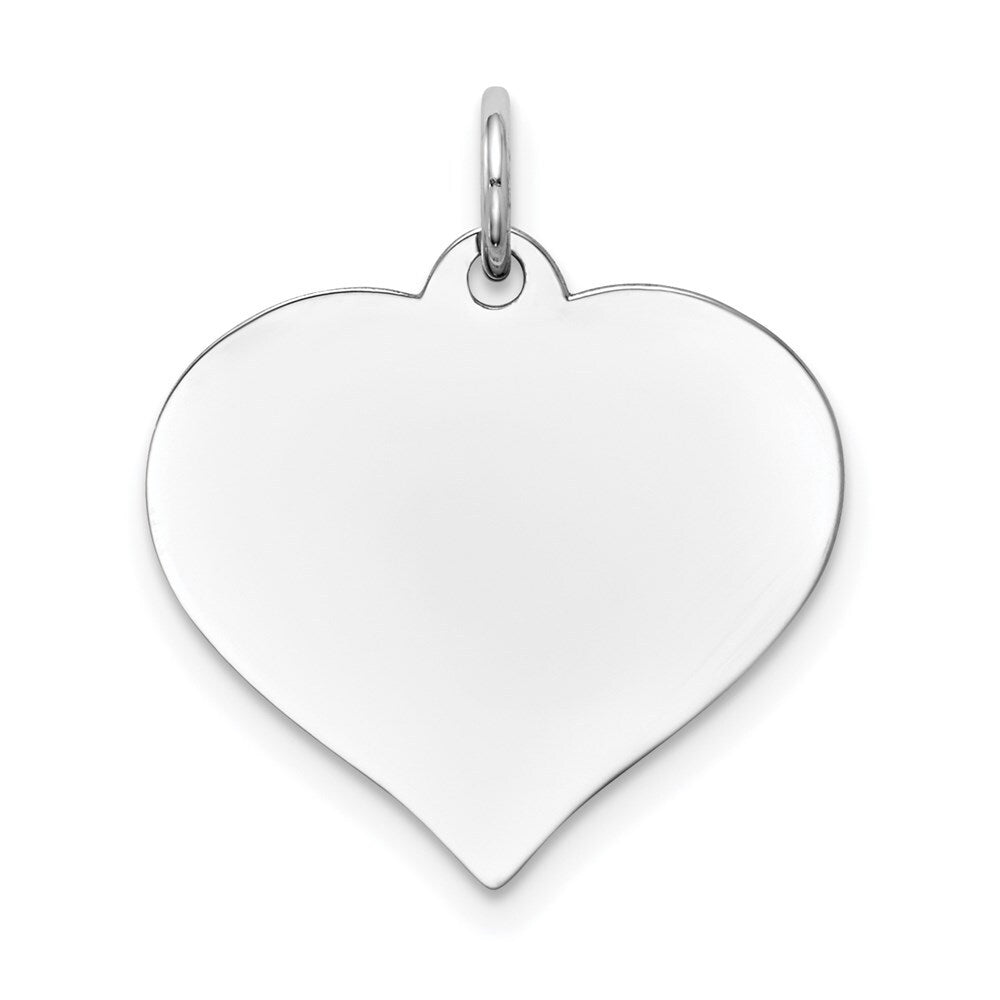 14k White Gold Heart Disc Charm Pendant for Women