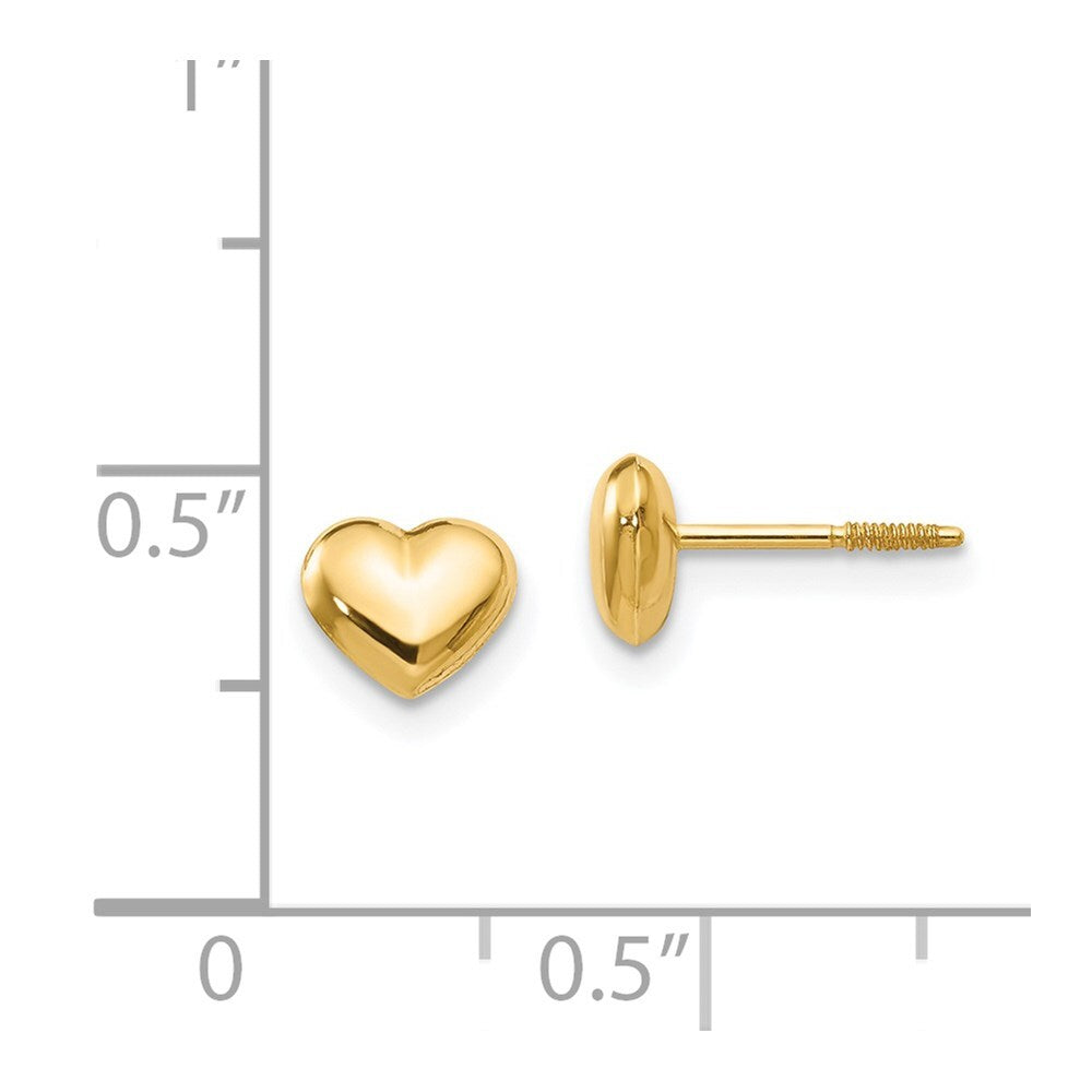 14k Yellow Gold Sm. Puffed Heart Stud Earrings Gift for Women
