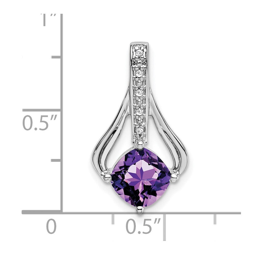 14k White Gold Amethyst and Diamond Pendant for Women