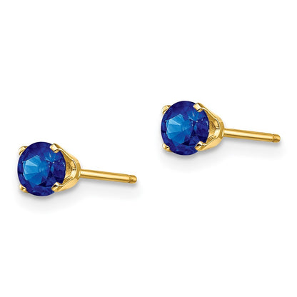 14k Yellow Gold 4mm September/Sapphire Earrings