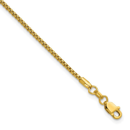 14k Yellow Gold 7 inch 1.5mm Semi-Solid Round Box Bracelet