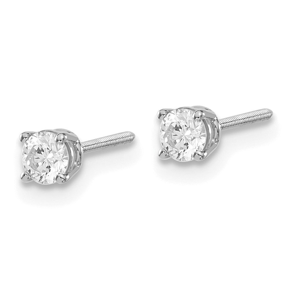 14K White Gold .30ct SI3 G-I Diamond Stud Thread on/off Earrings