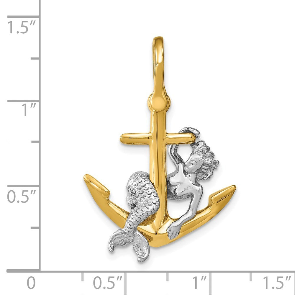 14K Two-Tone Gold 3-D Anchor and Mermaid Charm