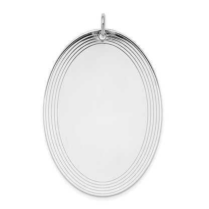 Sterl Silver Rh-plt Engraveable Oval Polished Front/Satin Back Disc Charm
