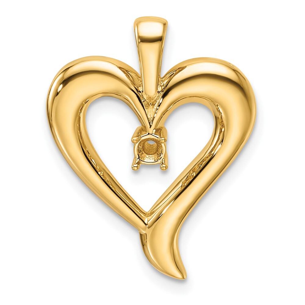 14k Yellow Gold Heart Pendant Mounting for Women