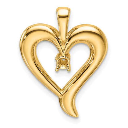 14k Yellow Gold Heart Pendant Mounting for Women
