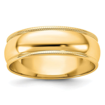 14K Yellow Gold 6mm Lightweight Milgrain Half Round Wedding Band Ring Size 9