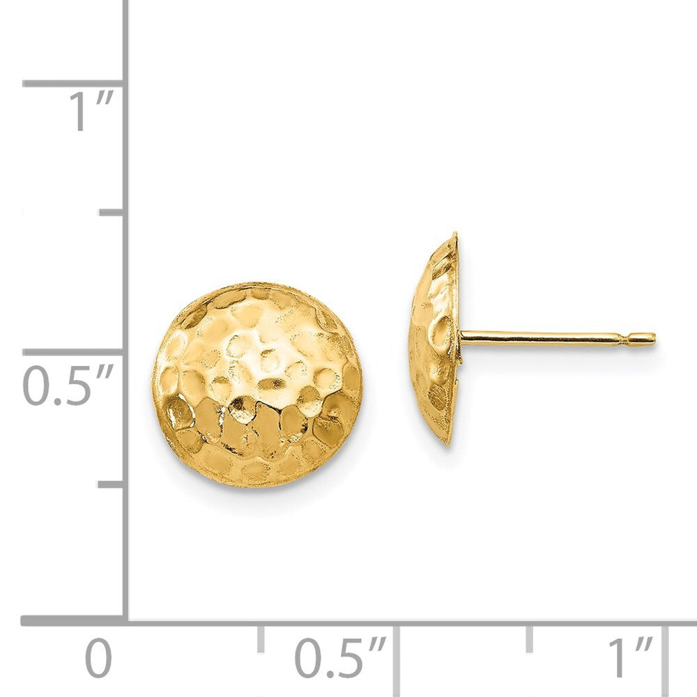 14k Yellow Gold Puffed Round Stud Earrings Gift for Women