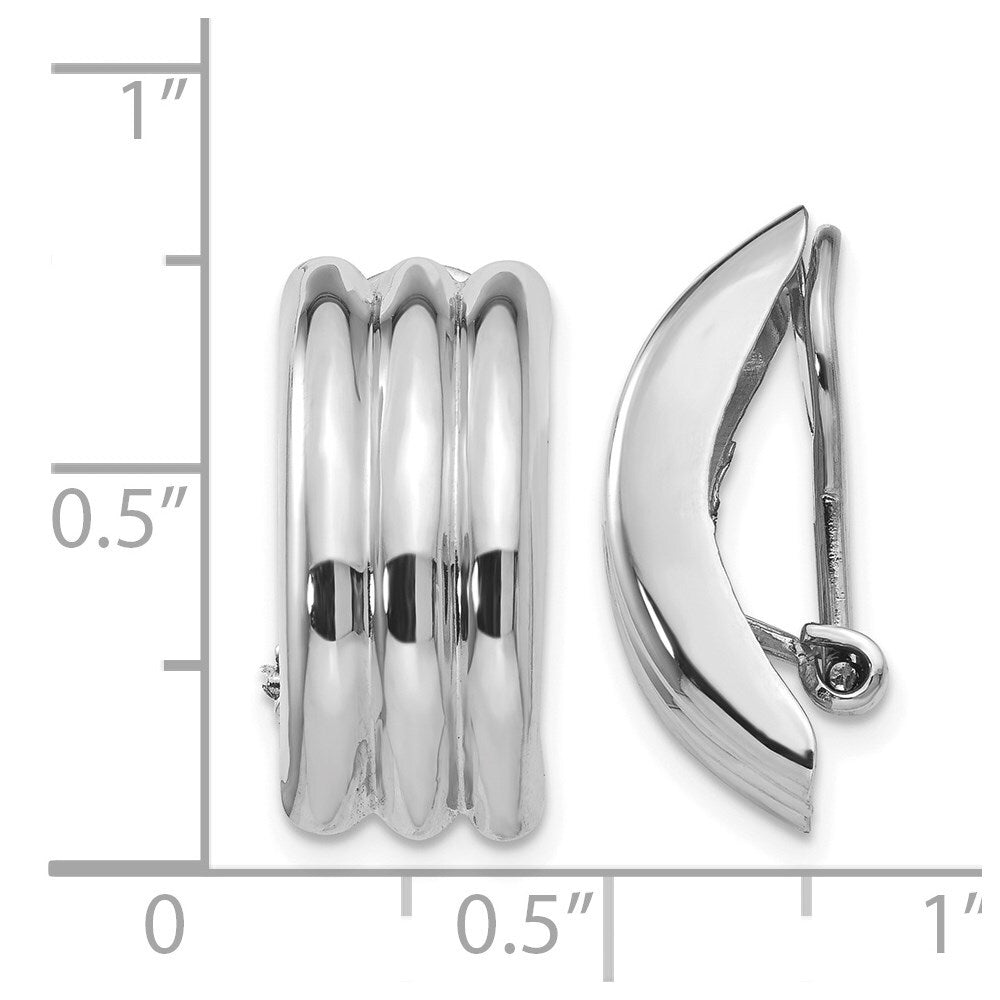 14k White Gold Omega Clip Non-pierced Hoop Earrings