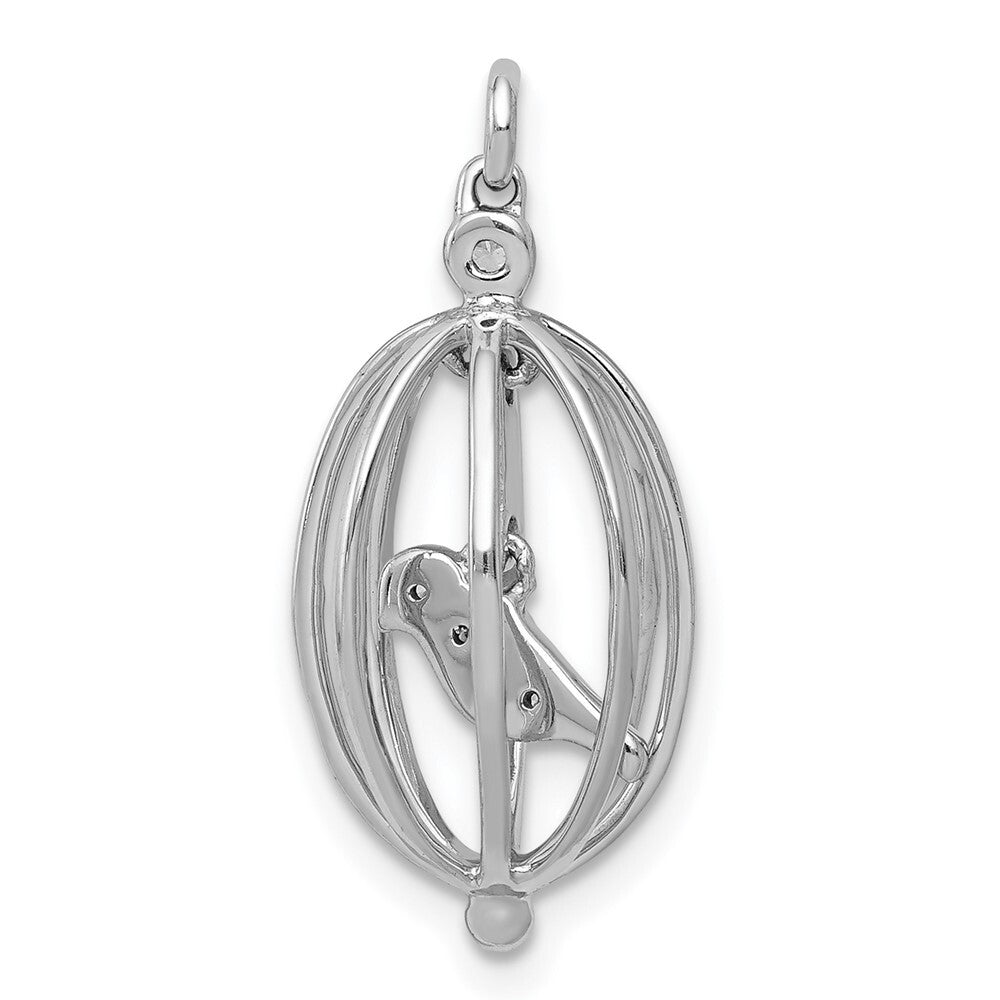 14k White Gold Diamond Bird in Cage Pendant for Women