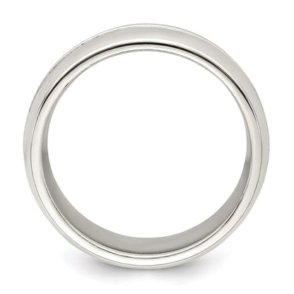 Sterling Silver 7mm Polished Domed Grooved Fancy Band Size 12