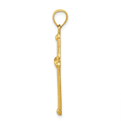 14k Yellow Gold Polished Braided Cross Pendant