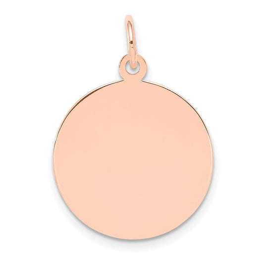 14k Rose Gold Plain .009 Gauge Circular Engraveable Disc Charm Pendant for Women