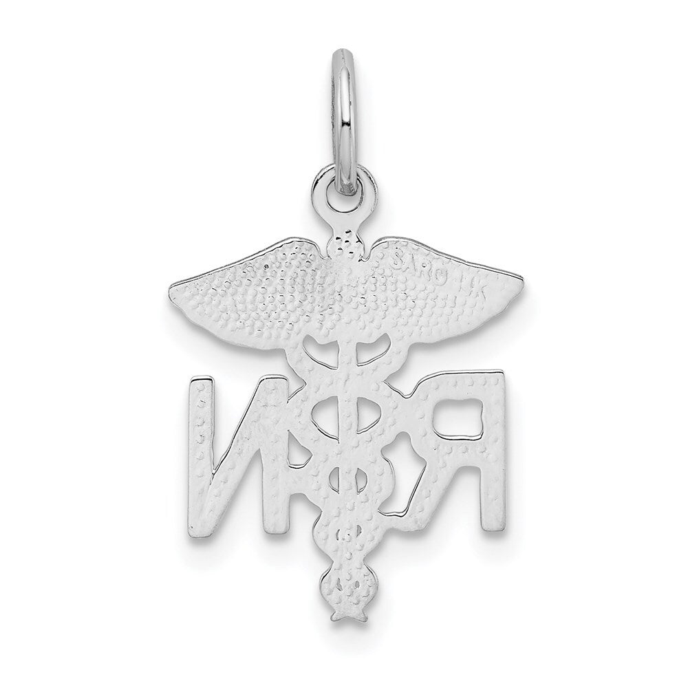 14k White Gold RN Registered Nurse Charm Pendant for Women