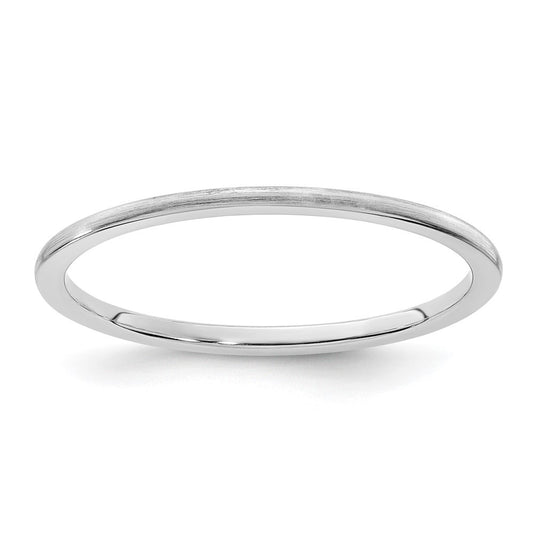 14K White Gold 1.2mm Half Round Satin Stackable Band Ring Size 7.5