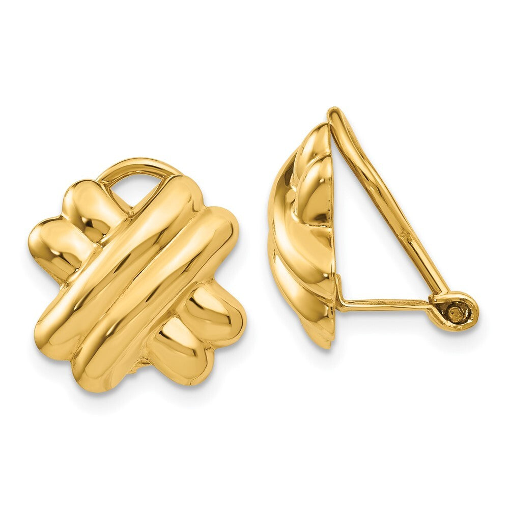 14k Yellow Gold Non-pierced X Stud Earrings