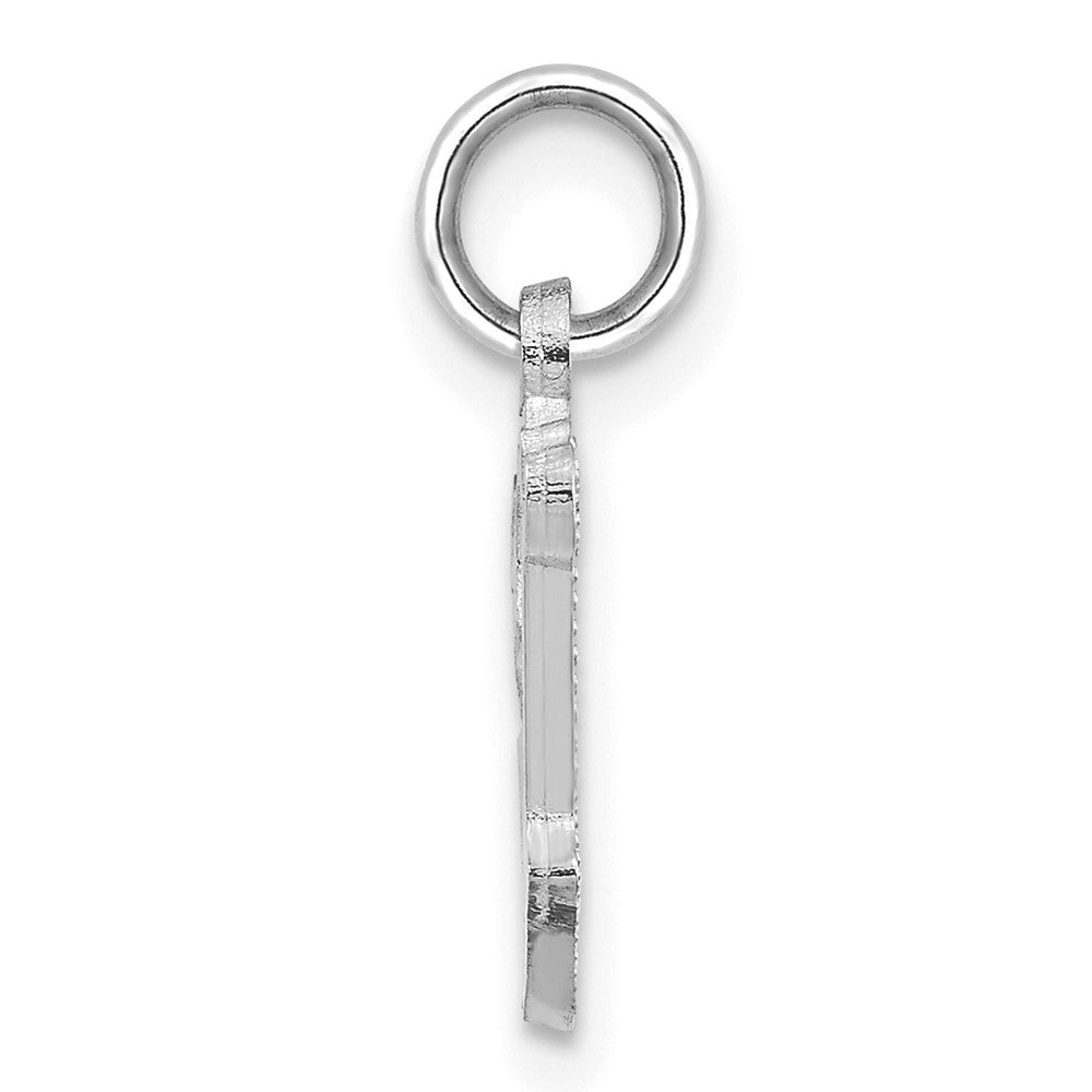14k White Gold Diamond-cut Letter V Initial Charm Pendant