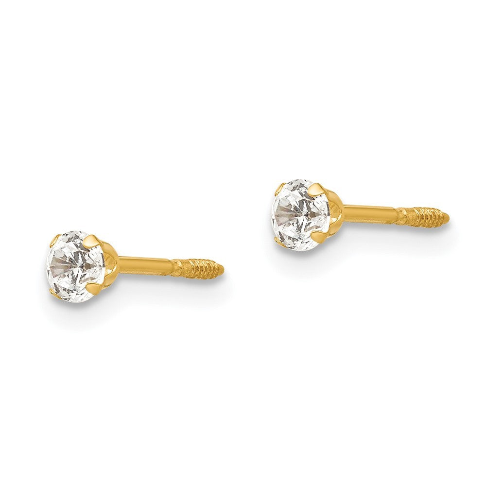 14k Yellow Gold 3mm CZ Earrings