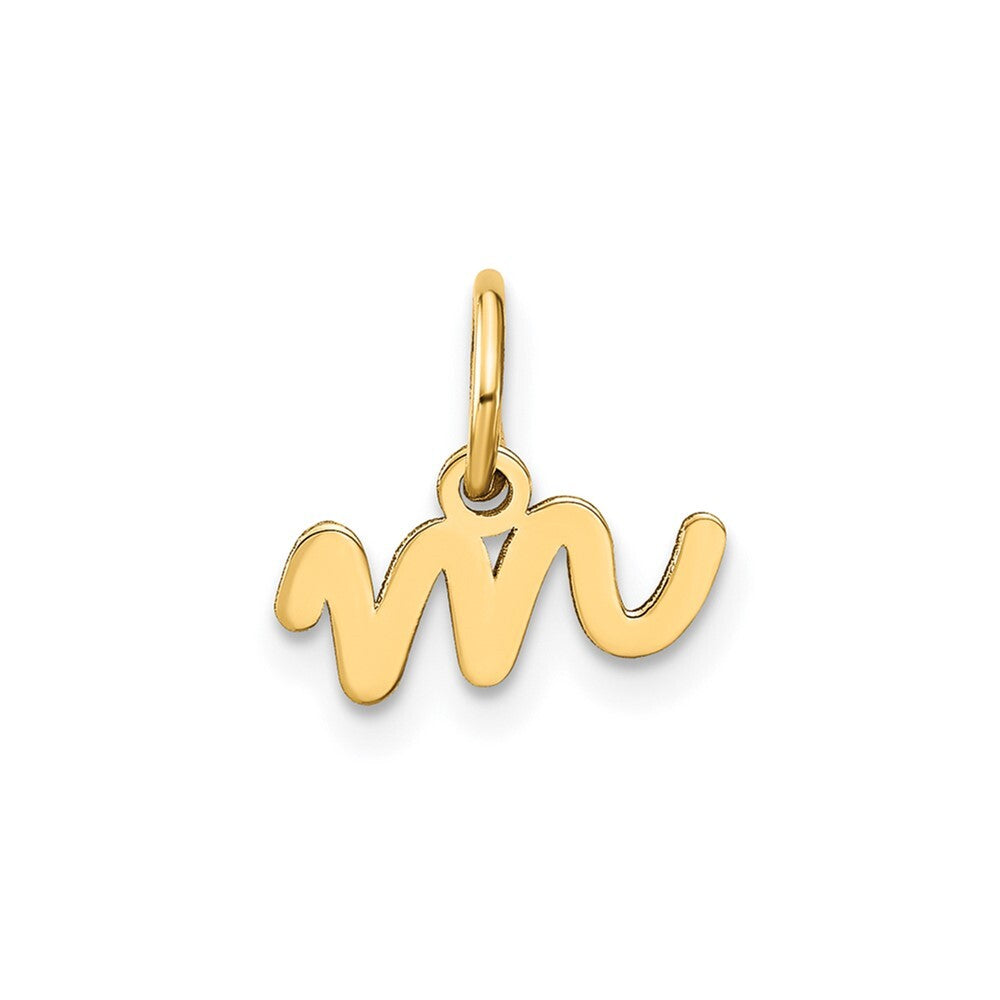 14k Yellow Gold Lower case Letter M Initial Charm Pendant for Women