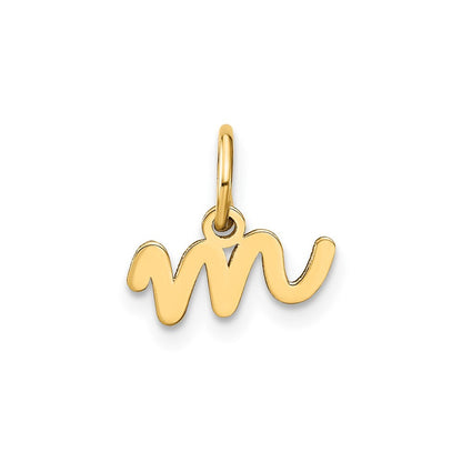14k Yellow Gold Lower case Letter M Initial Charm Pendant for Women