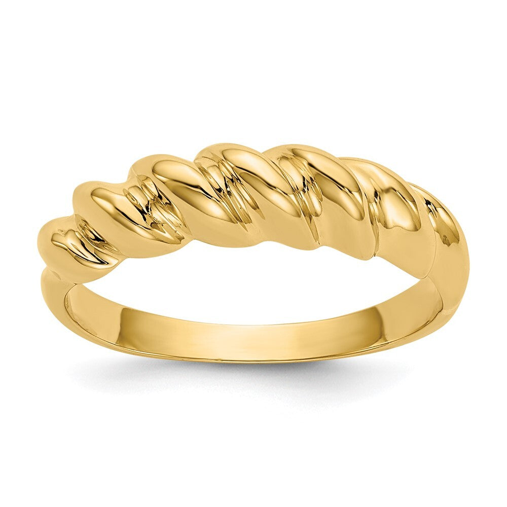 14K Yellow Gold Polished Twisted Dome Ring