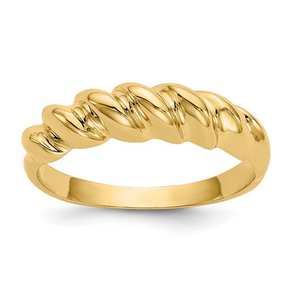 14K Yellow Gold Polished Twisted Dome Ring