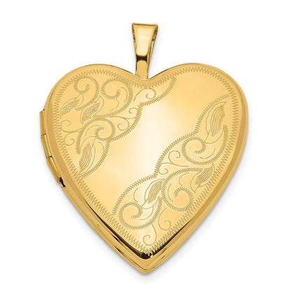 14k Yellow Gold 20mm Swirl Heart Locket Pendant for Women