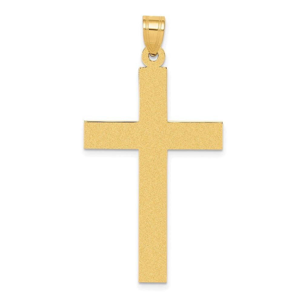 14k Yellow Gold Sandblasted Cross Pendant for Women