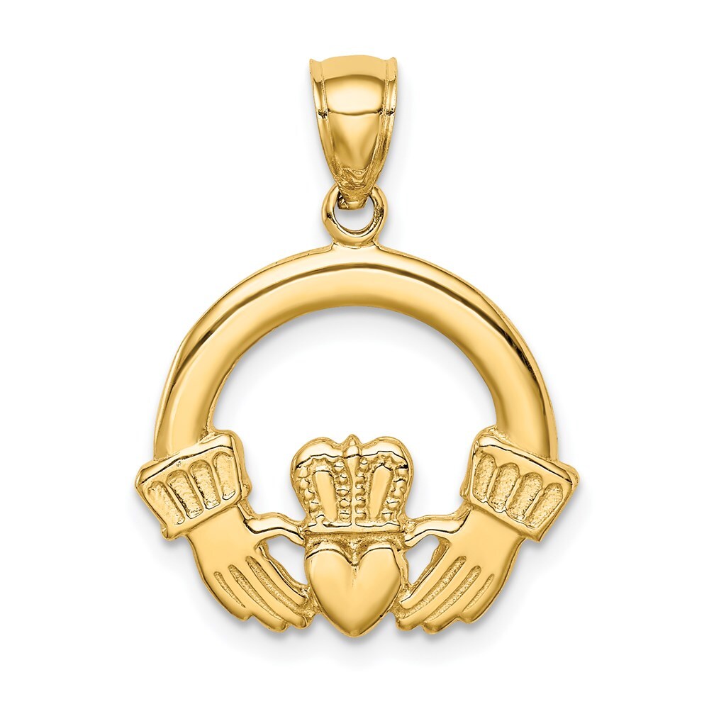 14k Yellow Gold Claddagh Pendant for Women