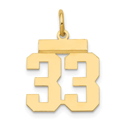 14k Yellow Gold Small Polished Number 33 Charm Pendant for Women