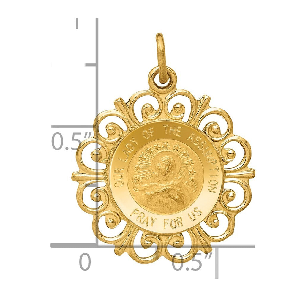 14k Yellow Gold Our Lady Of The Assumption Medal Pendant for Women