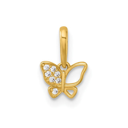 14k Yellow Gold Madi K Polished CZ Open Butterfly Childrens Charm / Pendant
