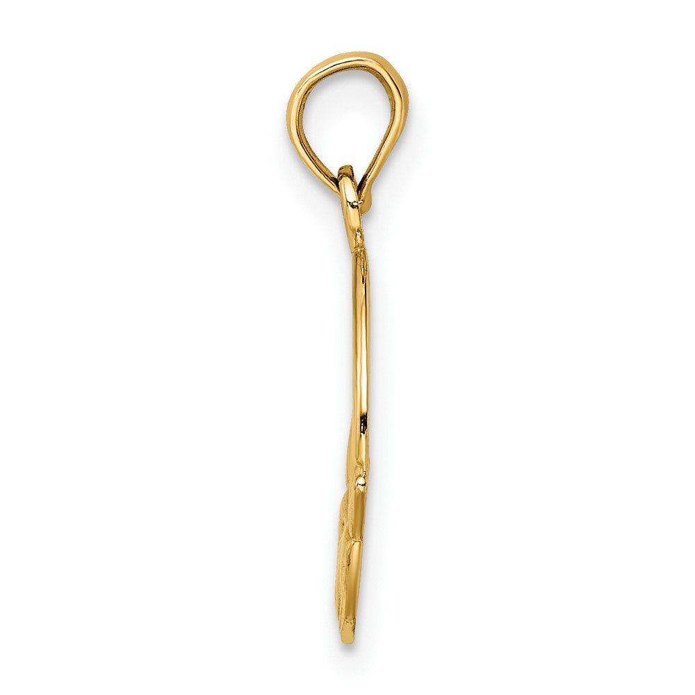 14k Yellow Gold Polished Round Claddagh Charm