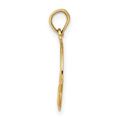 14k Yellow Gold Polished Round Claddagh Charm