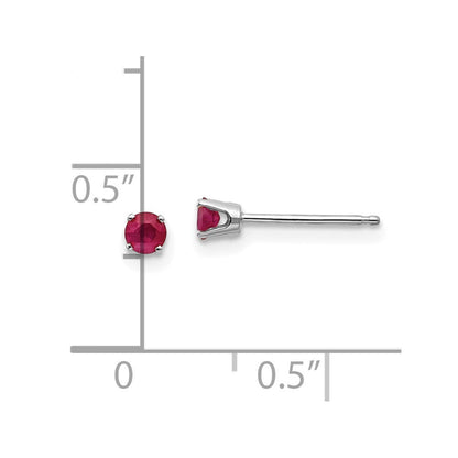 14k White Gold 3mm Ruby Stud Earrings Gift for Women
