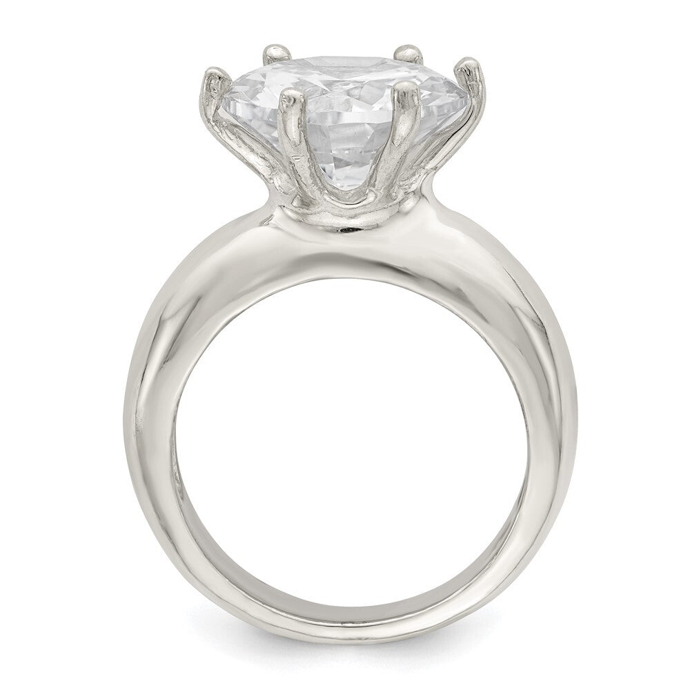 Sterling Silver Solitaire Round Cubic Zirconia Ring Size 8