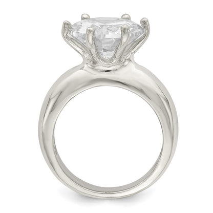 Sterling Silver Solitaire Round Cubic Zirconia Ring Size 8