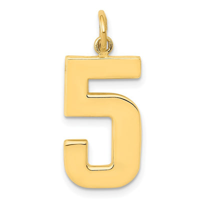14k Yellow Gold Large Polished Number 5 Charm Pendant